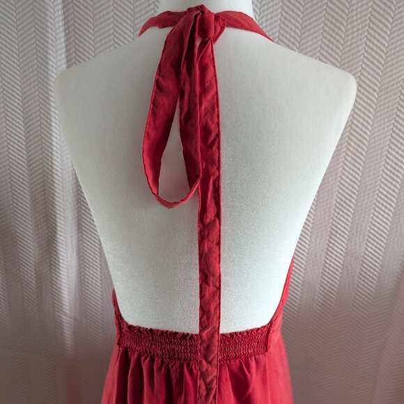 Anthropologie Cloth & Stone Halter Maxi Dress Size XS Small Faded Red Side Slit - Picture 6 of 15